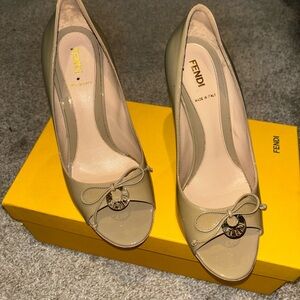 Fendi Women's Beige Peep-Toe Heels